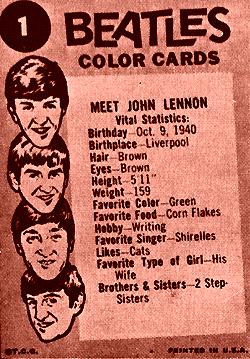 Johns Beatles-Sammelkarte