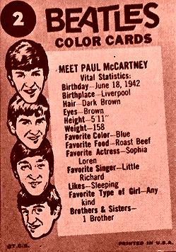 Pauls Beatles-Sammelkarte